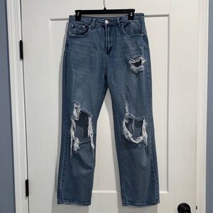 Almost Famous Blue Distressed Flare Jeans
